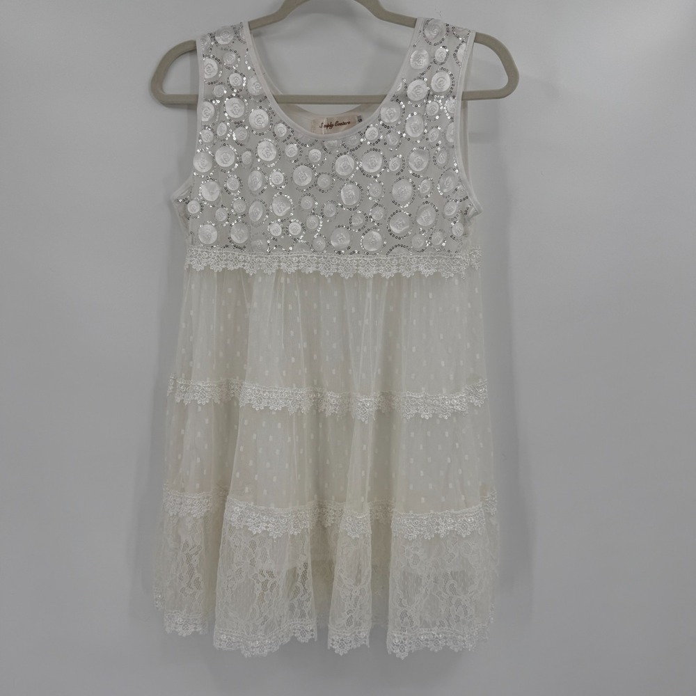 Y2K Babydoll Top Small Ivory Tiered Lace Sheer Sleeveless Fairy Angelcore Blouse